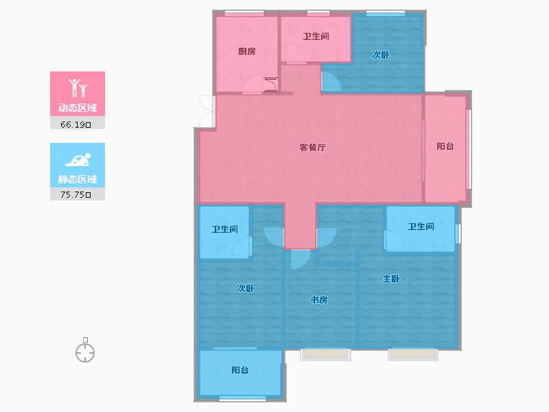 湖北省-武汉市-大华滨江天地三期铂金瑞府-131.00-户型库-动静分区