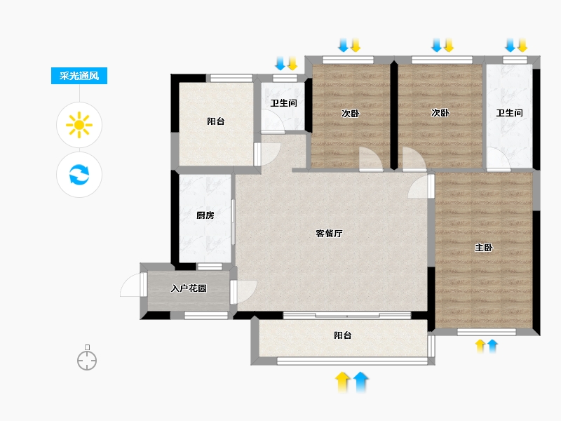 广东省-佛山市-智慧慢城 碧桂园云麓-97.12-户型库-采光通风