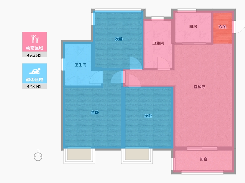 安徽省-合肥市-中南・樾府-86.41-户型库-动静分区