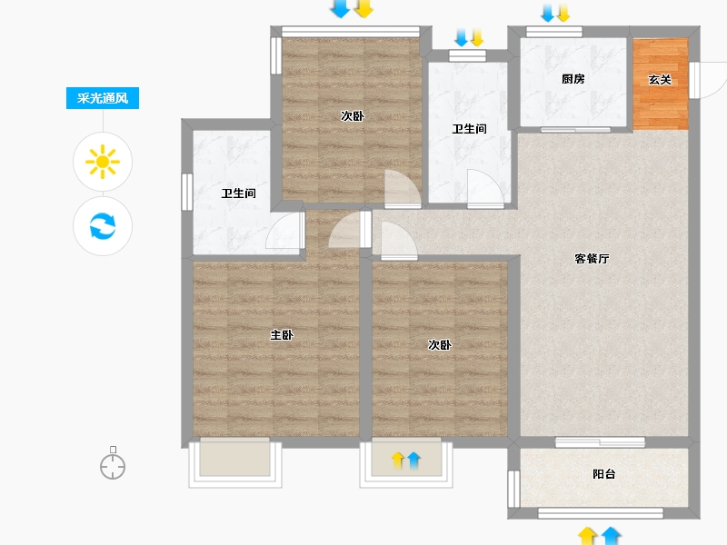 安徽省-合肥市-中南・樾府-86.41-户型库-采光通风