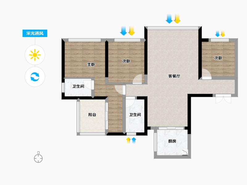 四川省-绵阳市-明月岛阅江山-93.12-户型库-采光通风