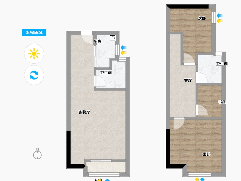 福建省-福州市-铂景湾-51.99-户型库-采光通风