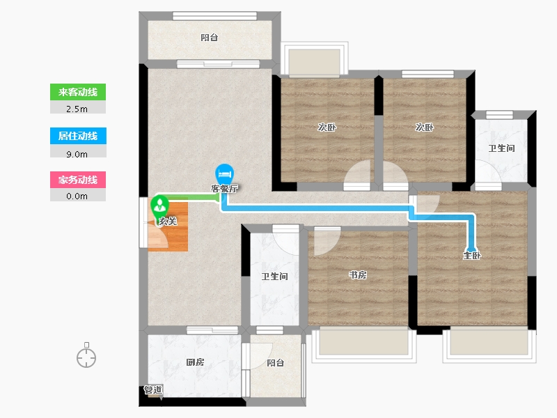 四川省-绵阳市-梓州府-87.83-户型库-动静线