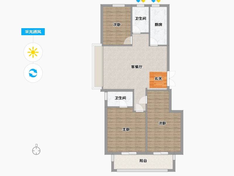 安徽省-合肥市-中南・樾府-100.66-户型库-采光通风