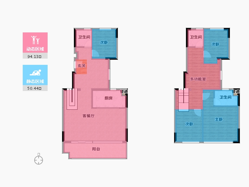 福建省-漳州市-李白的院子-130.46-户型库-动静分区