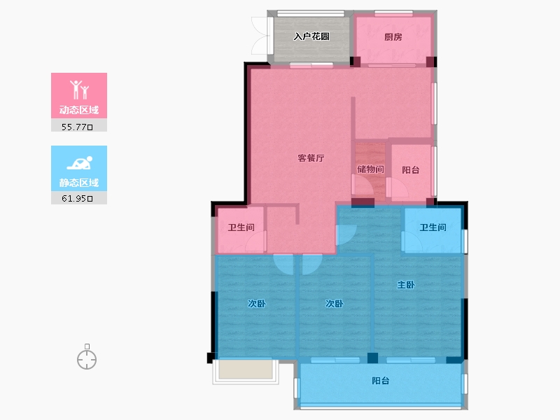 江苏省-淮安市-钱隆御景-112.26-户型库-动静分区