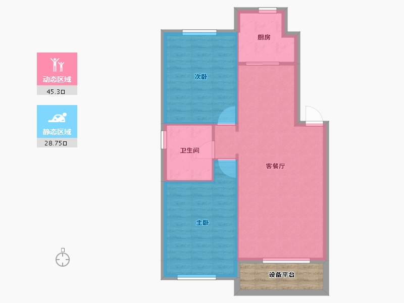 辽宁省-沈阳市-融创唐轩府-72.27-户型库-动静分区