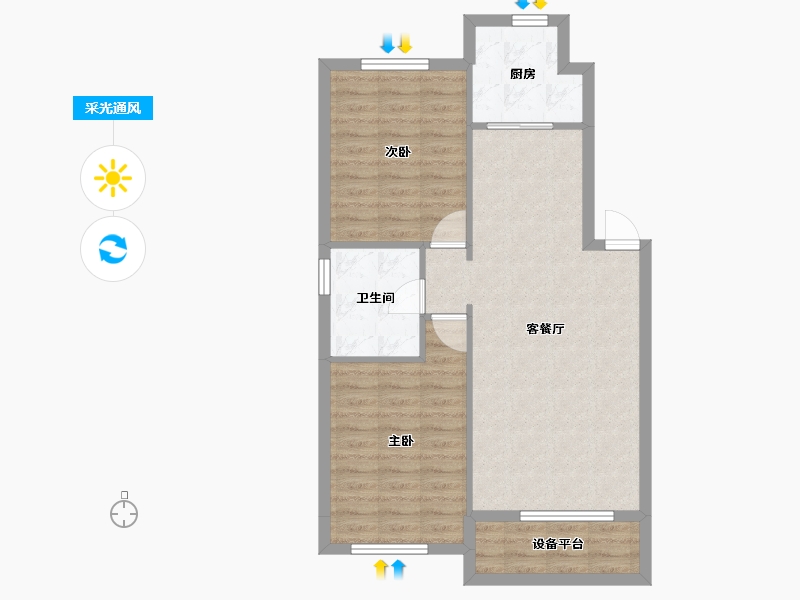 辽宁省-沈阳市-融创唐轩府-72.27-户型库-采光通风