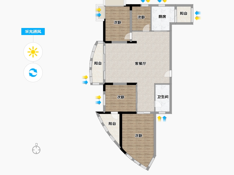 上海-上海市-夏-120.40-户型库-采光通风