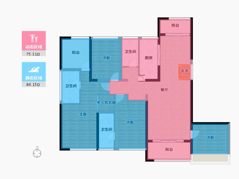 广东省-佛山市-美的绿城·凤起兰庭-145.46-户型库-动静分区