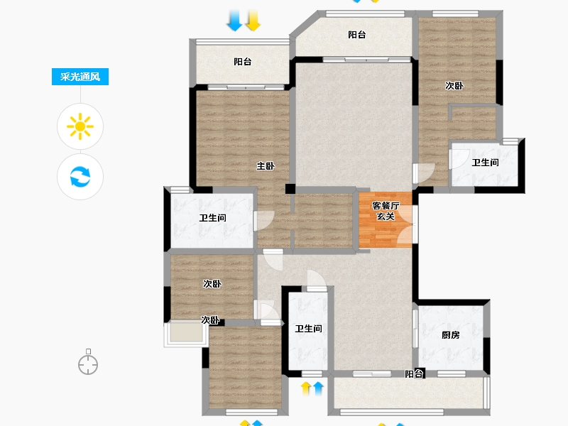 四川省-成都市-北辰天麓御府-149.09-户型库-采光通风