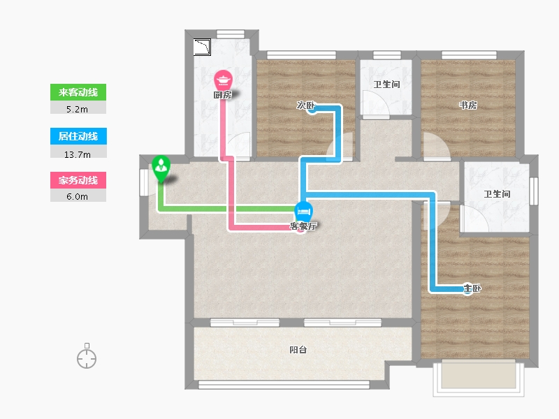 陕西省-西安市-绿地与湖五期-86.56-户型库-动静线