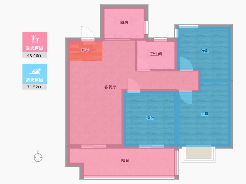 安徽省-合肥市-中梁力高云湖印-71.58-户型库-动静分区