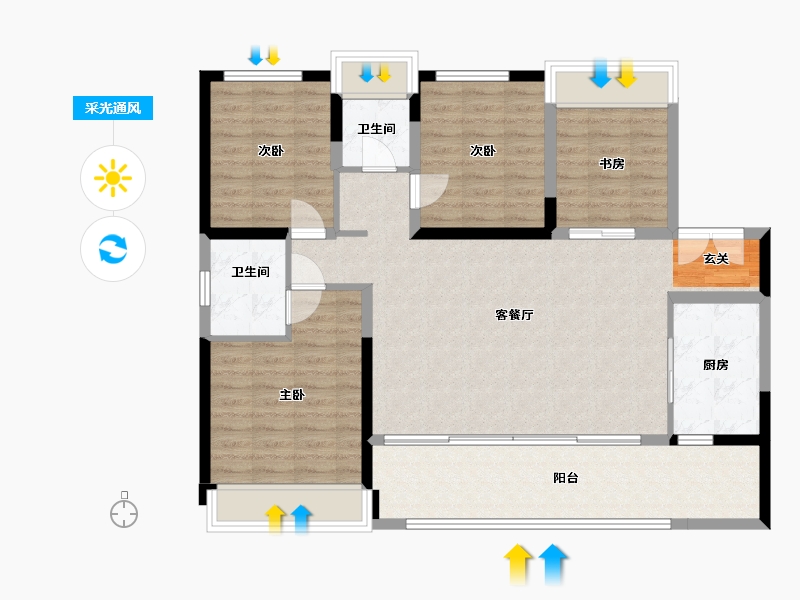 四川省-成都市-新希望锦官府-106.50-户型库-采光通风