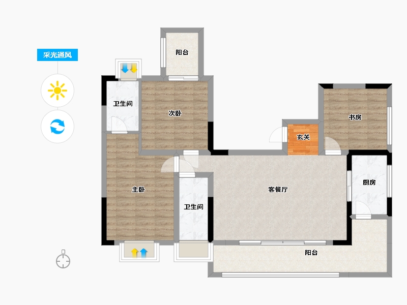 四川省-成都市-东山府锦-103.91-户型库-采光通风