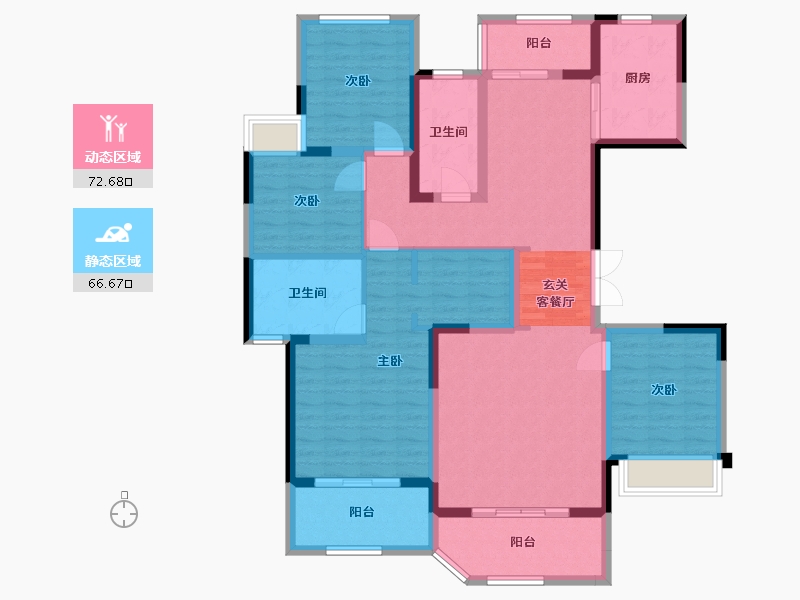 四川省-成都市-北辰天麓御府-123.90-户型库-动静分区