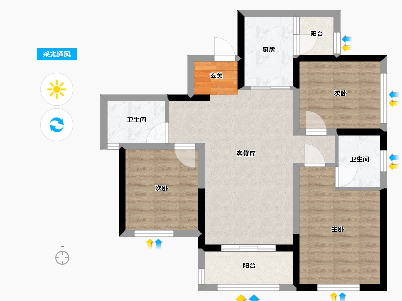 四川省-成都市-花样年江山-73.38-户型库-采光通风