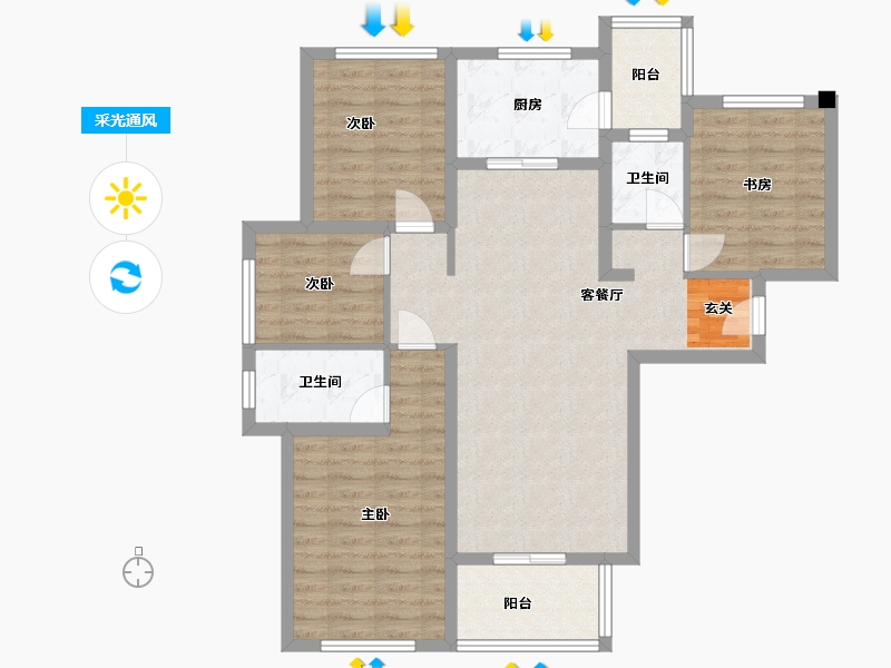 四川省-成都市-保利堂悦府-98.27-户型库-采光通风