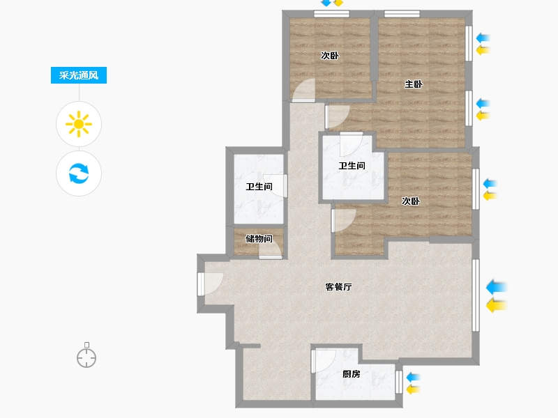 北京-北京市-远洋天地-87.53-户型库-采光通风