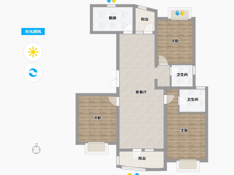 湖北省-武汉市-恋湖家园-102.43-户型库-采光通风