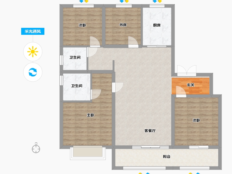 山东省-济南市-金茂府-113.00-户型库-采光通风