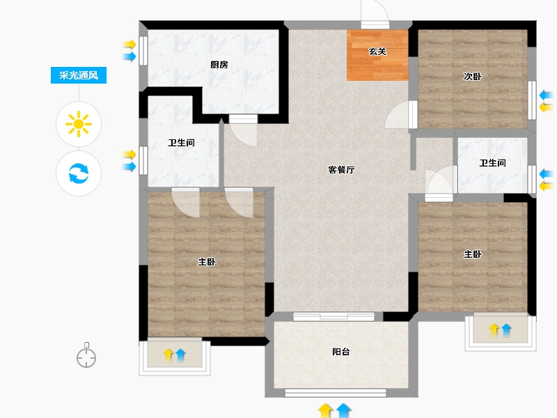 四川省-成都市-书香华府-87.51-户型库-采光通风