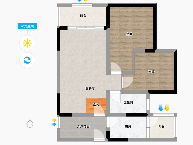 四川省-成都市-铁投天府桃源-65.35-户型库-采光通风