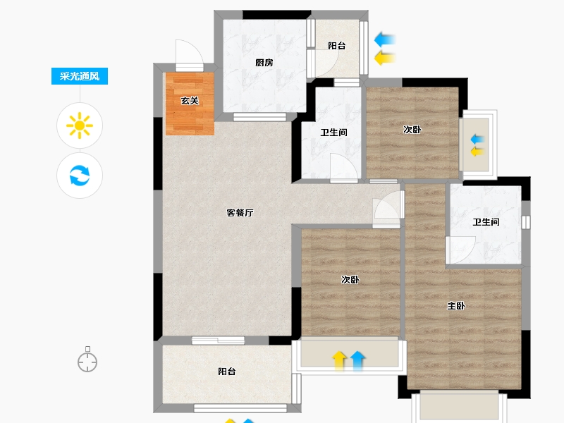 四川省-成都市-恒大牧云天峰-81.74-户型库-采光通风