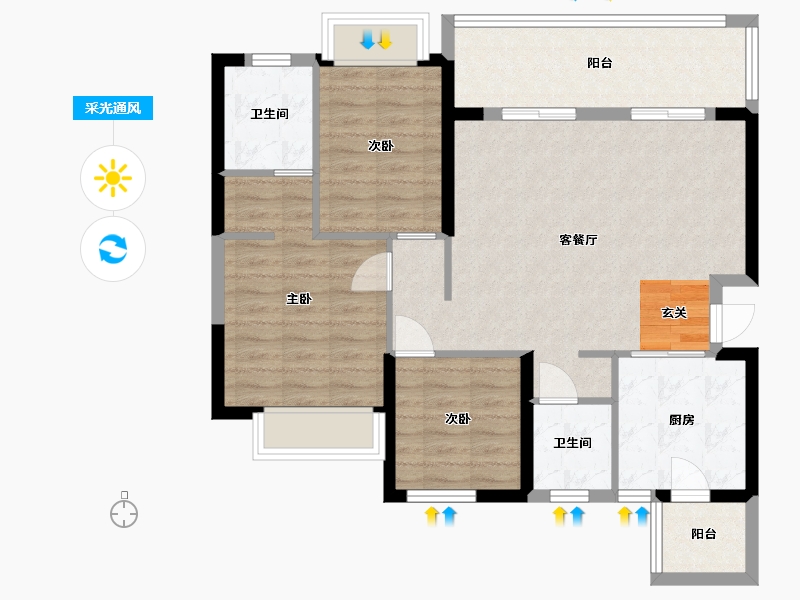 四川省-成都市-恒大滨河左岸-88.26-户型库-采光通风