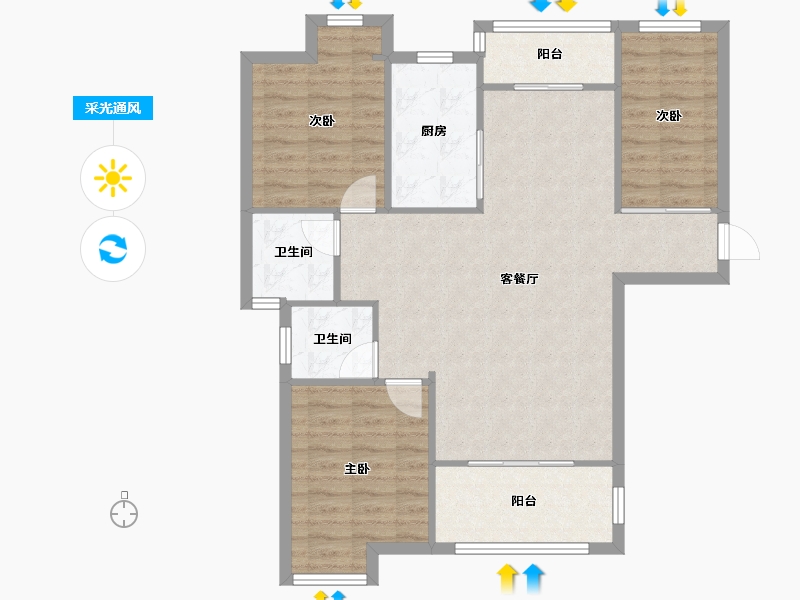 湖北省-武汉市-水墨江郡-91.71-户型库-采光通风