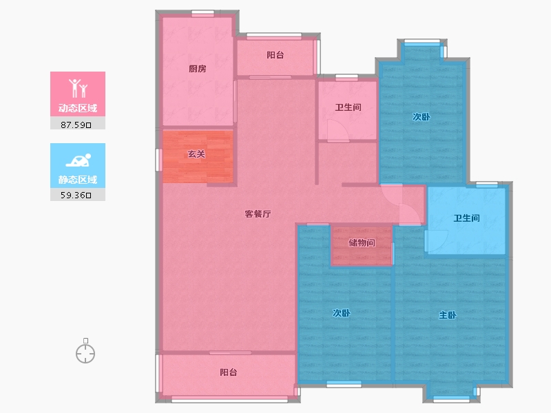 陕西省-西安市-山水香堤溪墅-135.13-户型库-动静分区