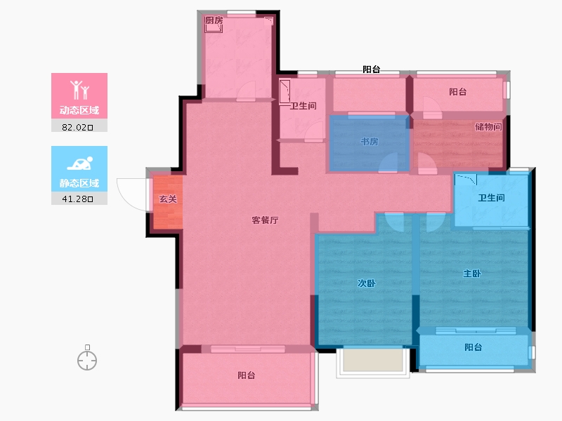 江苏省-南京市-新保弘・领东苑-103.99-户型库-动静分区