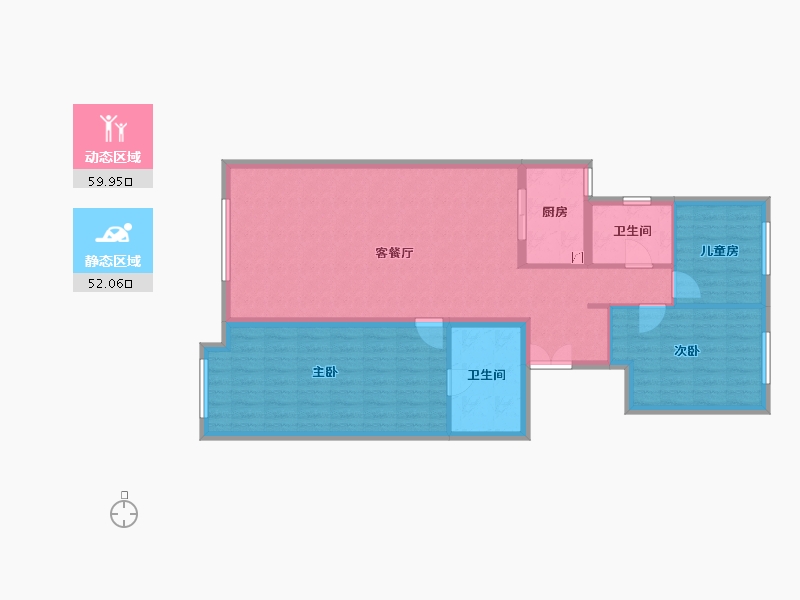 江苏省-南通市-华业玫瑰东筑-101.55-户型库-动静分区