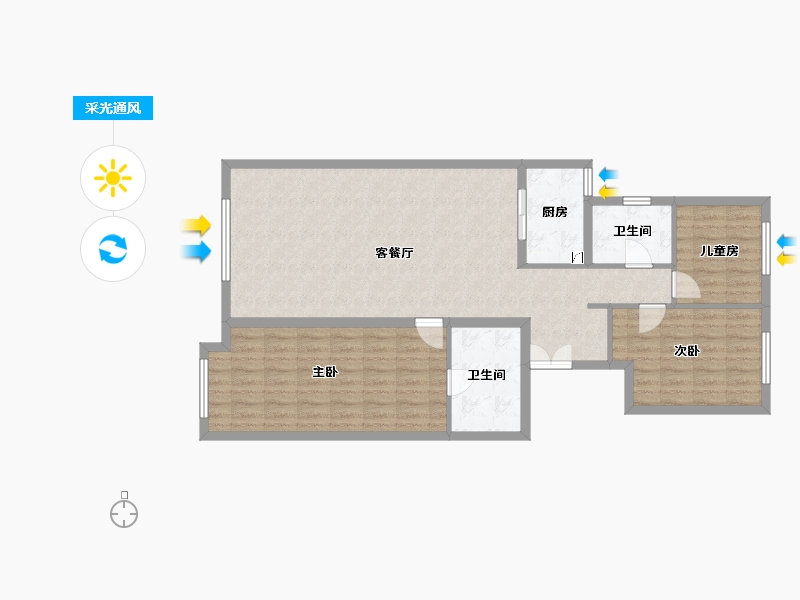 江苏省-南通市-华业玫瑰东筑-101.55-户型库-采光通风