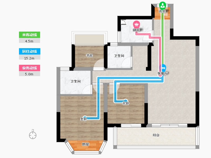 广西壮族自治区-南宁市-光明城市雅集苑-75.71-户型库-动静线