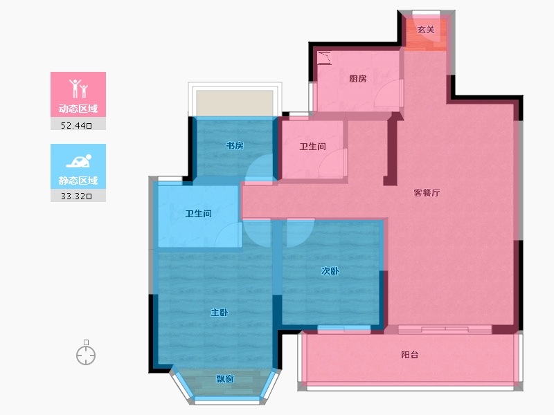 广西壮族自治区-南宁市-光明城市雅集苑-75.71-户型库-动静分区