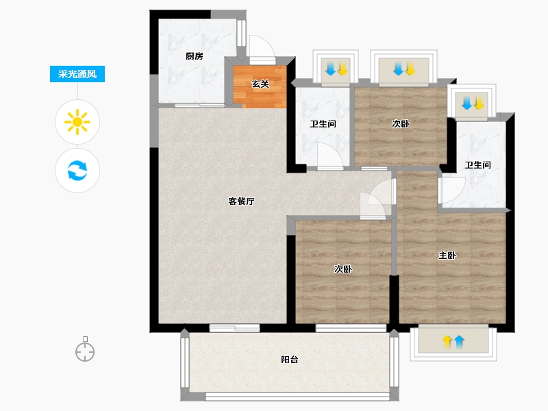 福建省-漳州市-中海上湾-80.00-户型库-采光通风