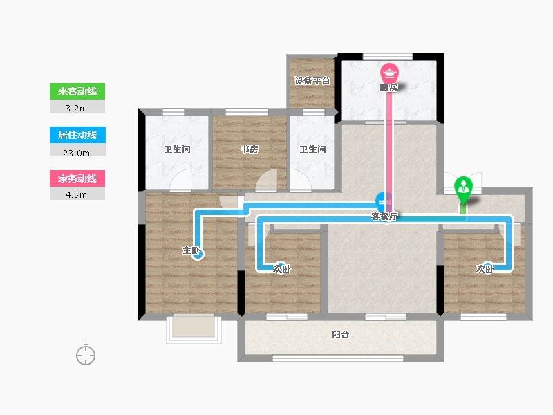 浙江省-丽水市-世茂璀璨岚园-104.07-户型库-动静线