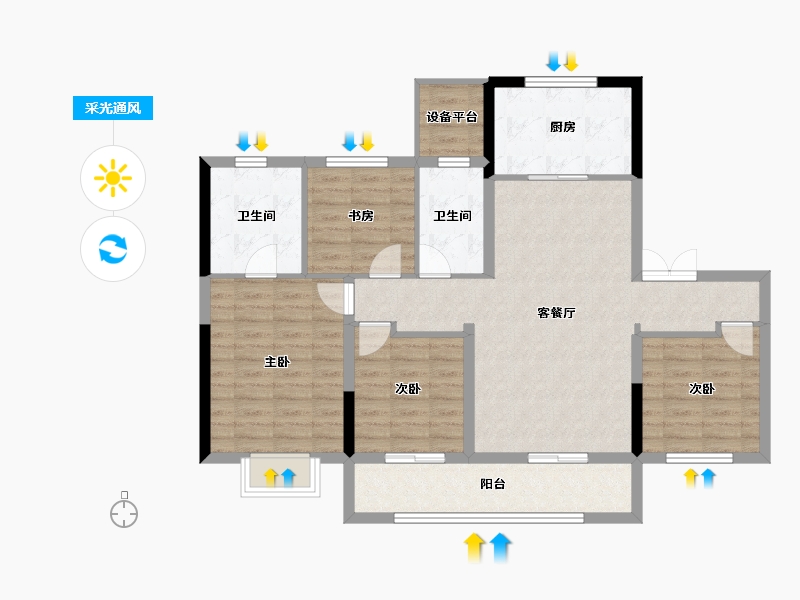 浙江省-丽水市-世茂璀璨岚园-104.07-户型库-采光通风