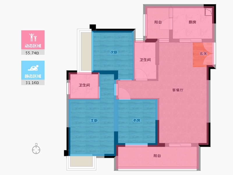 重庆-重庆市-中铁�|林道-76.74-户型库-动静分区