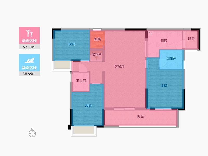 重庆-重庆市-青秀阅山-89.94-户型库-动静分区