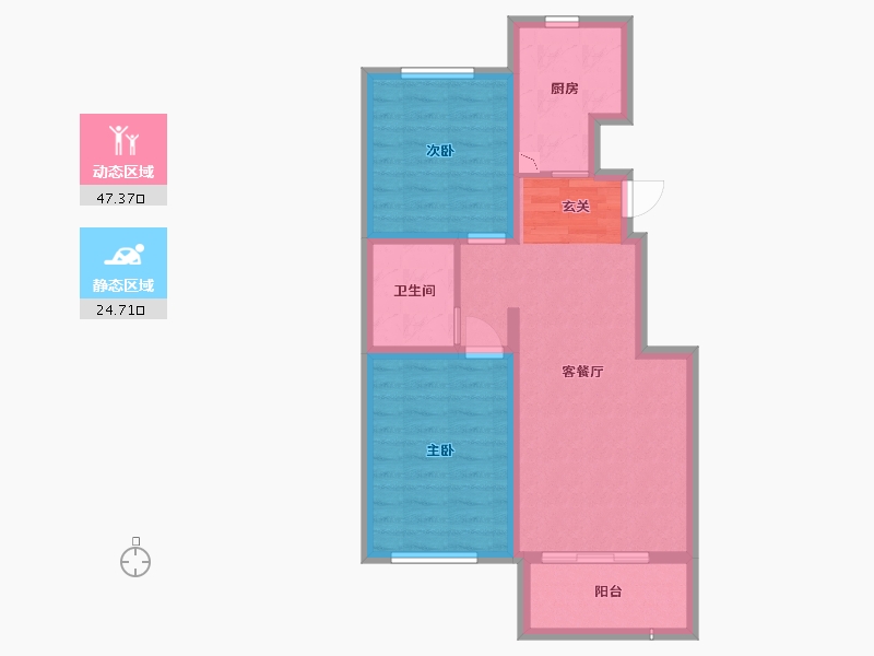 北京-北京市-北戴河新区孔雀城-63.58-户型库-动静分区