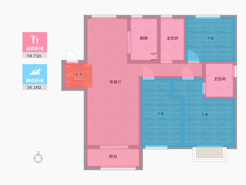 北京-北京市-融创・奥城-82.69-户型库-动静分区