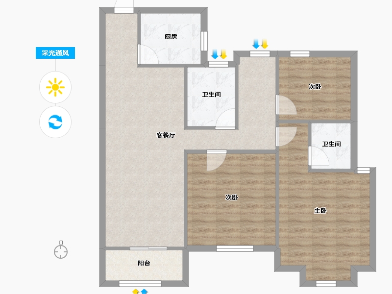 山东省-菏泽市-东方名城-88.00-户型库-采光通风