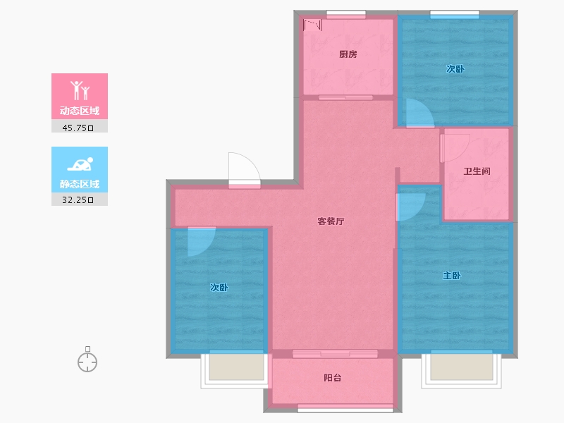 天津-天津市-莫奈的湖-69.45-户型库-动静分区