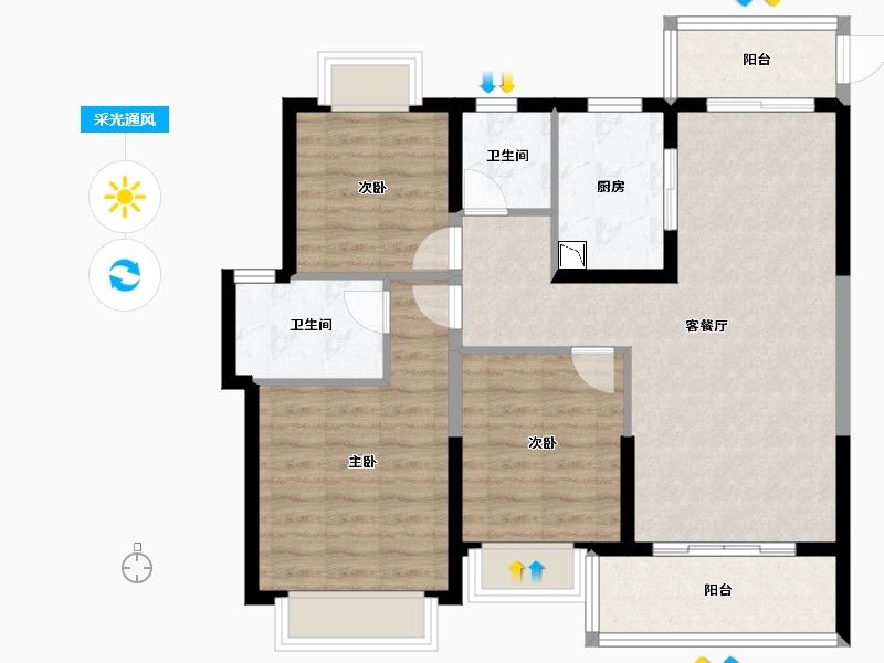 江西省-南昌市-万科华侨城-88.00-户型库-采光通风