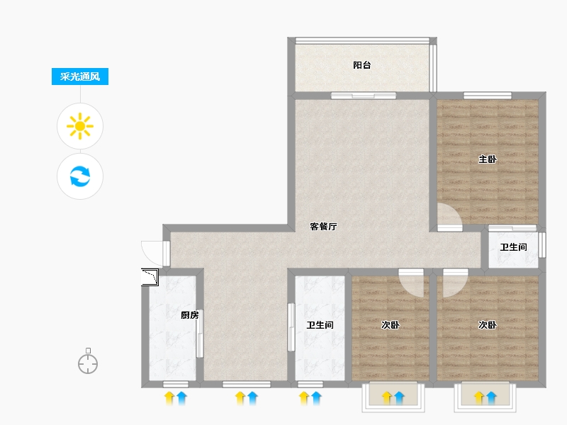 湖北省-十堰市-西关街-110.00-户型库-采光通风