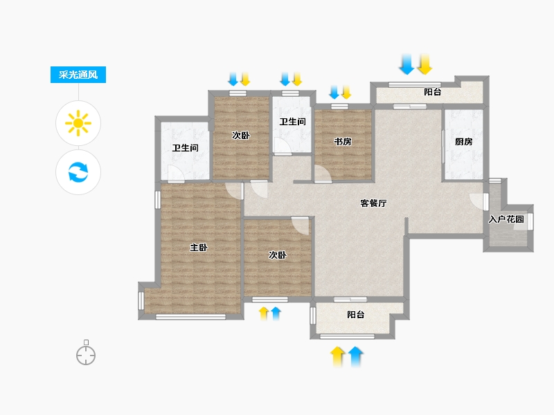 广东省-珠海市-仁恒滨海半岛4期-127.53-户型库-采光通风