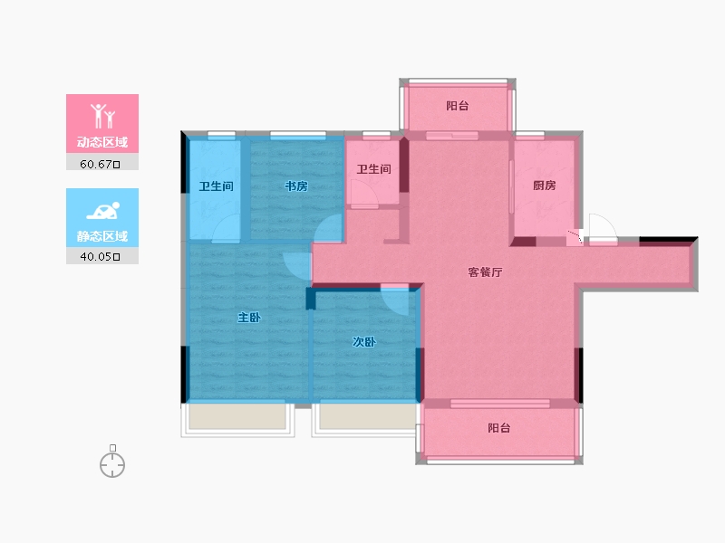 湖南省-永州市-宏一・珊瑚海-89.66-户型库-动静分区