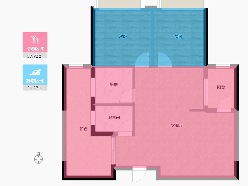 海南省-海口市-软件园青年公寓-69.99-户型库-动静分区